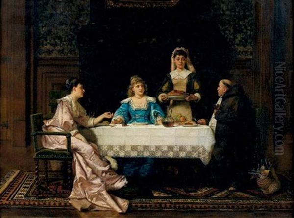 Le Diner Avec Le Moine Oil Painting by Stephan Vladislavovich Bakalowicz