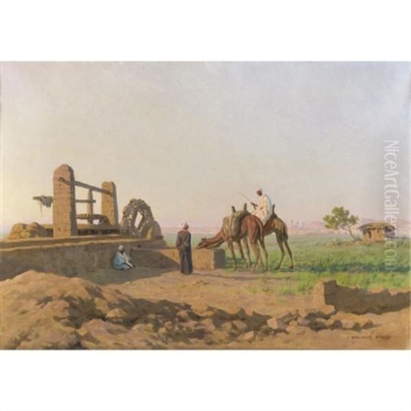 L'abbeverata Dei Cammelli Oil Painting by Stephan Vladislavovich Bakalowicz