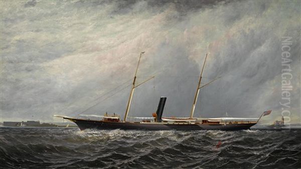 The Yacht Stranger Of The New York Yacht Club Off Execution Oil Painting by Elisha (Taylor) Baker