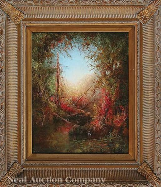 Southern Landscape With Figures Oil Painting by Elisha (Taylor) Baker