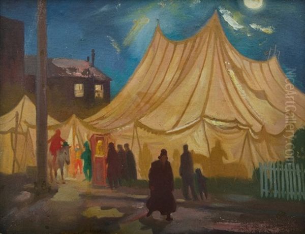 Fairground At Night Oil Painting by Normand H. Baker