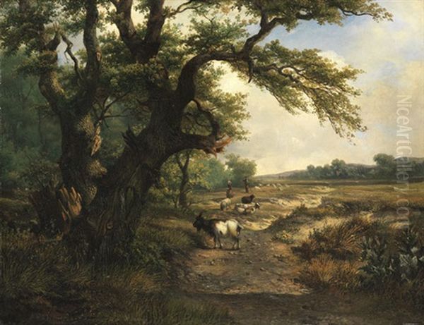 Hollandische Landschaft Mit Ziegenherde Oil Painting by Alexander Hieronymus Bakhuyzen