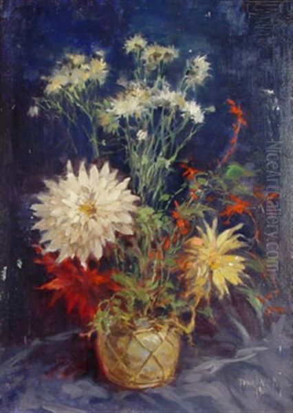 Blumenstilleben Mit Dahlien Und Nelken Oil Painting by Frans Bakker