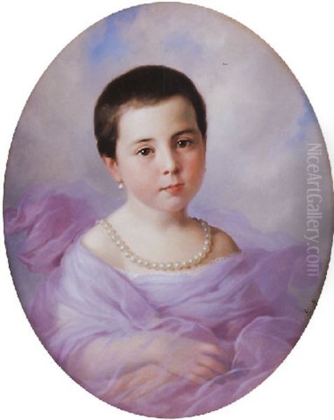 Retrato De Nina Oil Painting by Ricardo Balaca y Canseco