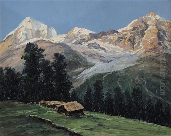 Baita In Montagna Oil Painting by Guglielmo Baldassini