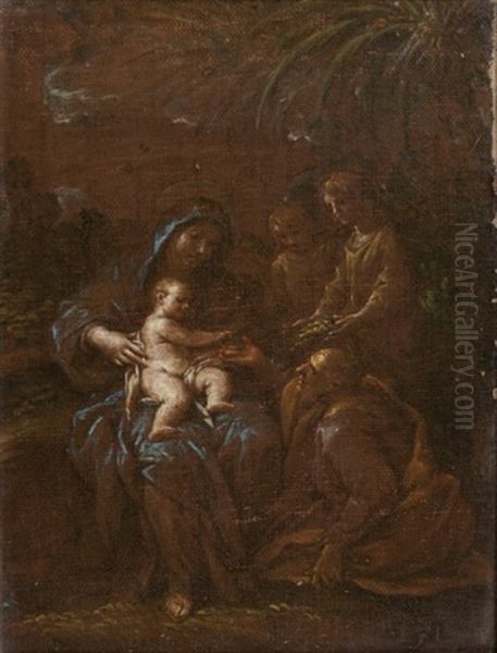 La Vierge A L'enfant Et Les Anges Oil Painting by Lazzaro Baldi