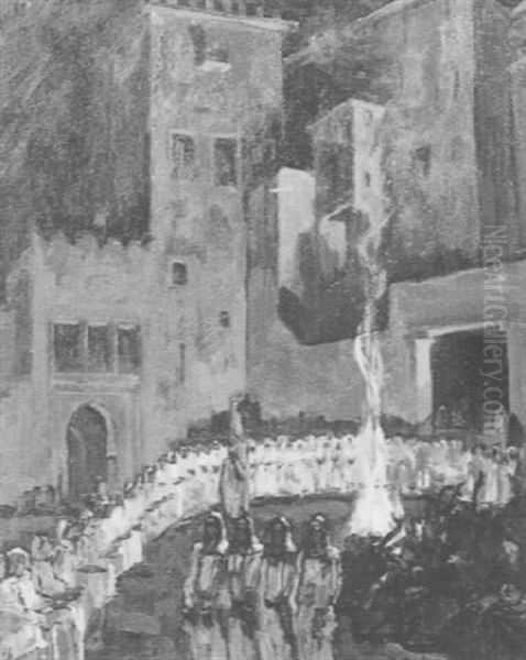 Ahouache Autour Du Feu Oil Painting by Jean Baldoui