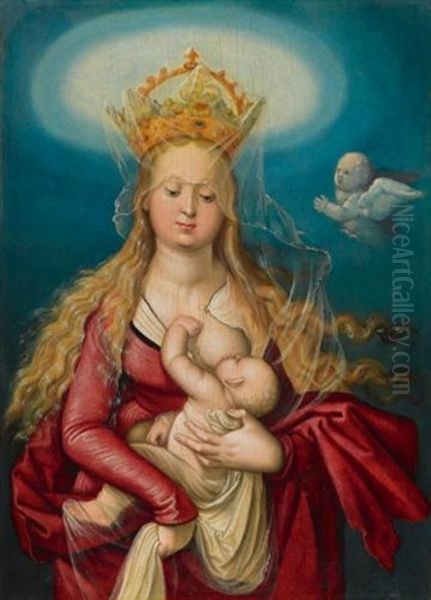 He Virgin As Queen Of Heaven Suckling The Infant Christ Oil Painting by Hans Baldung Grien