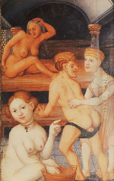 A Bathing Scene Oil Painting by Hans Baldung Grien