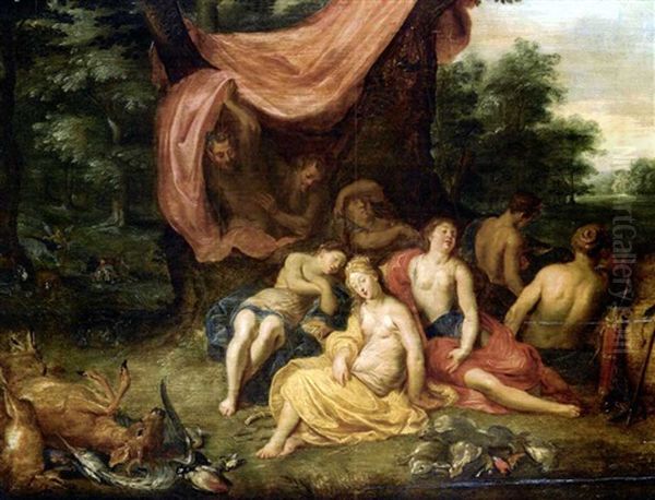 Satyres Surprenant Diane Et Ses Nymphes Endormies Oil Painting by Hendrik van Balen the Elder