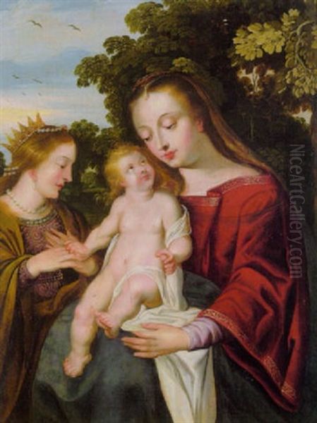 Die Verlobung Der Heiligen Katharina Mit Dem Christuskind Oil Painting by Hendrik van Balen the Elder