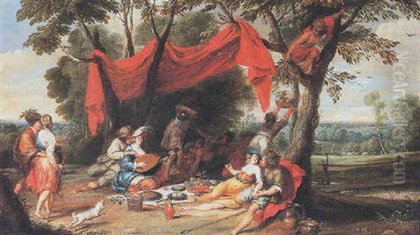 Een Bachanaal Oil Painting by Hendrik van Balen the Elder