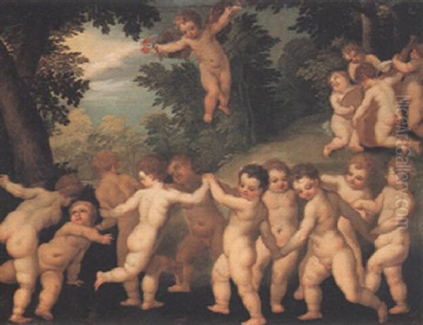Wooded Landscape With Dancing Putti Oil Painting by Hendrik van Balen the Elder
