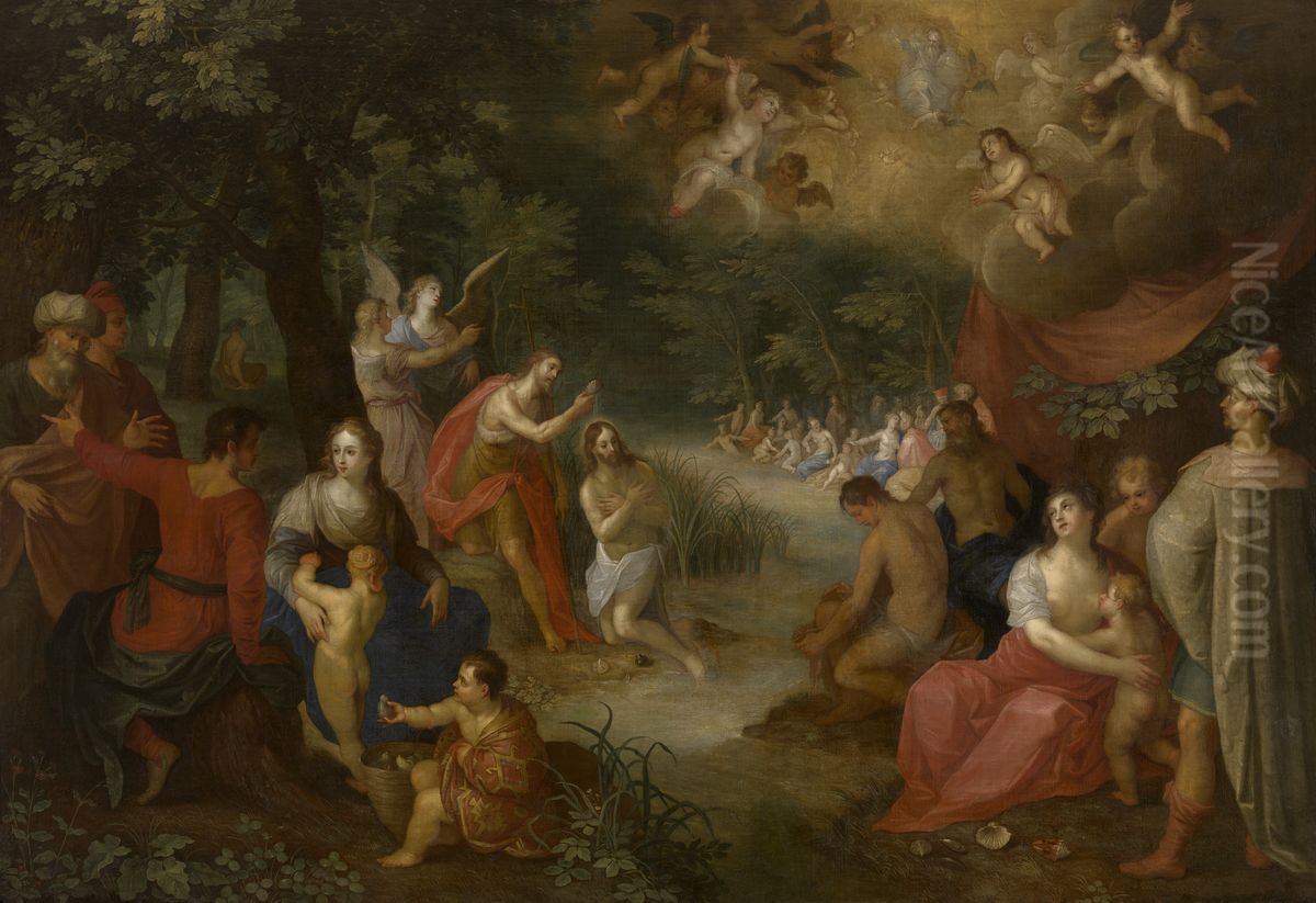 The Baptism Of Christ Oil Painting by Jan Van Balen