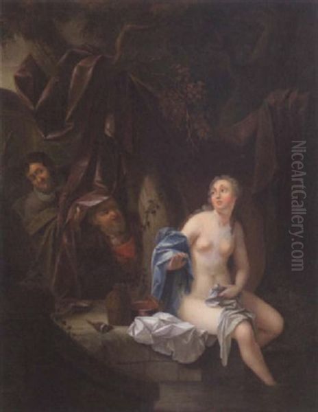 Suzanne And The Elders Oil Painting by Jan Van Balen