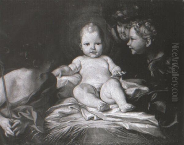 The Infant Christ With St. John And Seraphims Oil Painting by Antonio Balestra