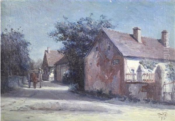 Village A La Tombee De La Nuit Oil Painting by Theodore Charles Balke