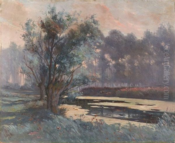 La Mare De Saint Julien De St Yonne Oil Painting by Theodore Charles Balke