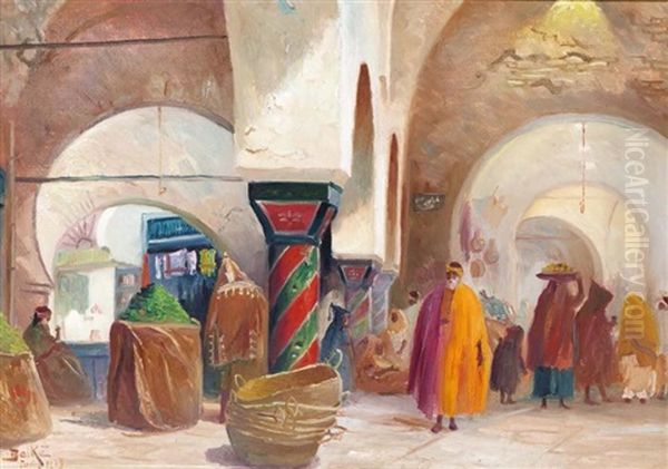 Souk El Attarine, Tunis Oil Painting by Theodore Charles Balke