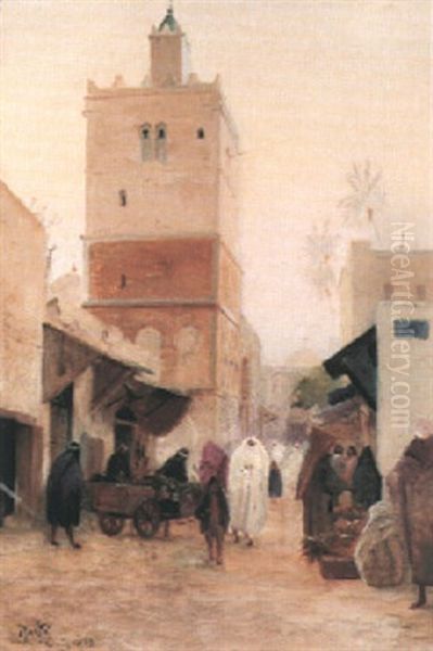 Mosquee Hamoud Pacha Oil Painting by Theodore Charles Balke