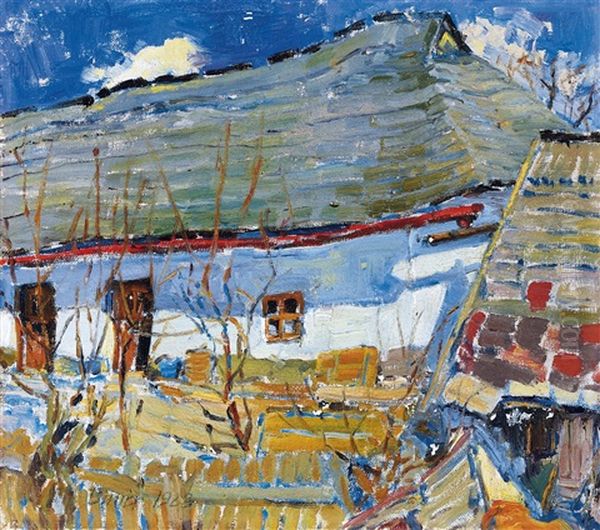 Garden In Nagybanya Oil Painting by Geza Balla