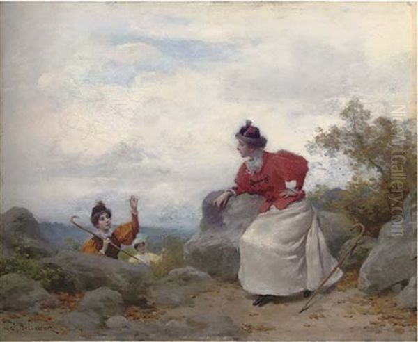 A Rest On The Way Oil Painting by Jules Frederic Ballavoine