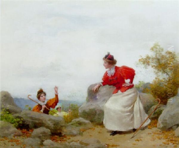 The Rest On The Walk Oil Painting by Jules Frederic Ballavoine