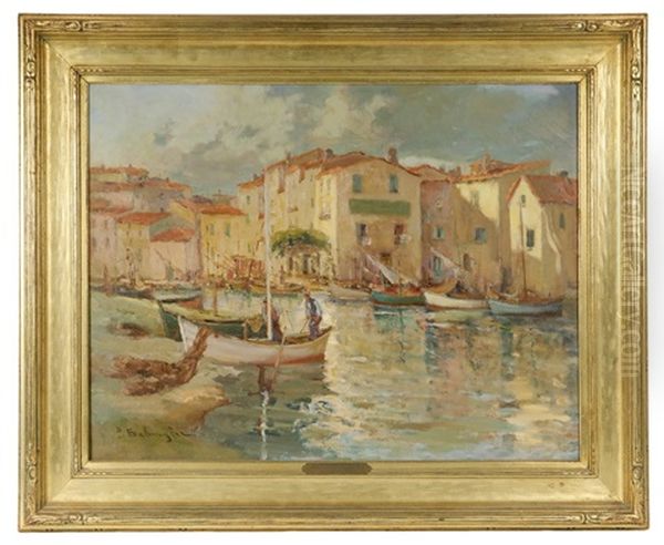 Harbor Scene Oil Painting by Paul-Marcel Candies Balmigere