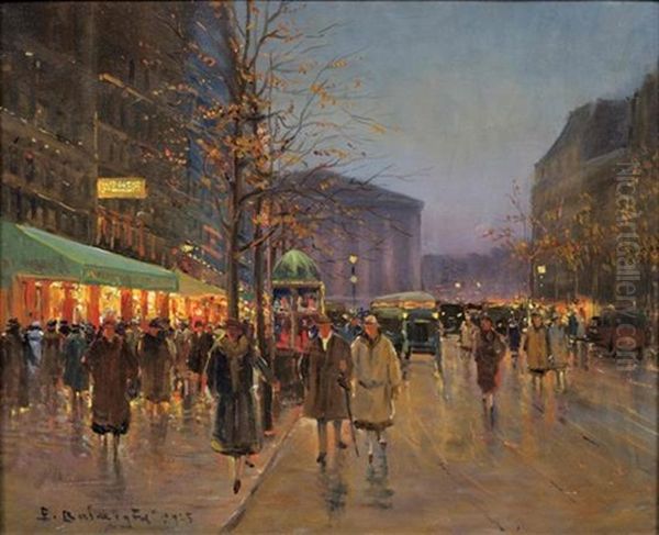 Animation Nocturne A La Madeleine, Paris Oil Painting by Paul-Marcel Candies Balmigere