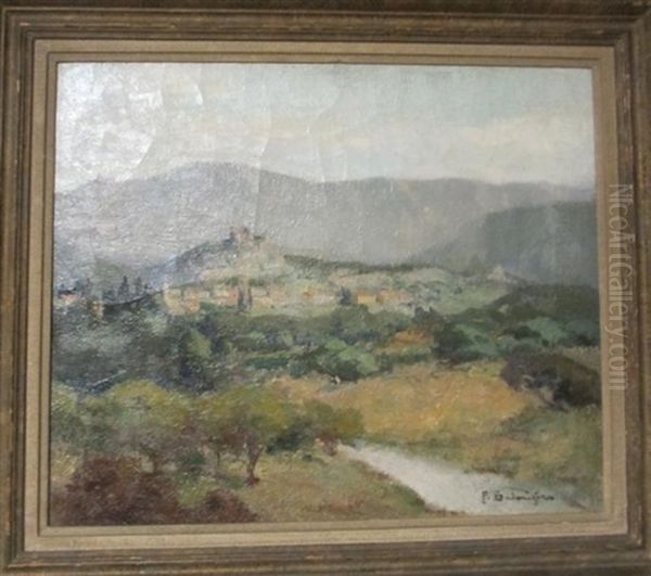 Vue Du Village D'orgon En Provence Oil Painting by Paul-Marcel Candies Balmigere