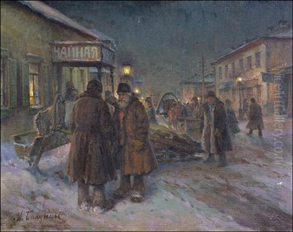 Ajurit Teetauolla Oil Painting by Michael Abramovitch Balunin