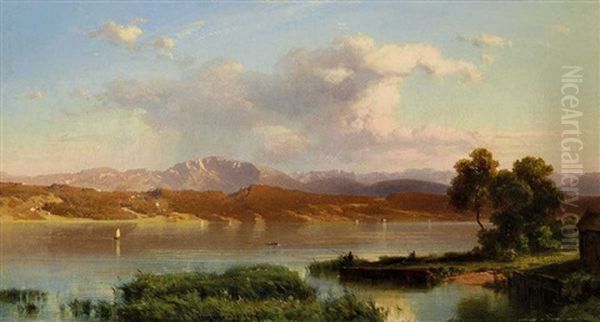 Blick Uber Den Starnberger See Nach Sud-osten Oil Painting by Fritz Bamberger