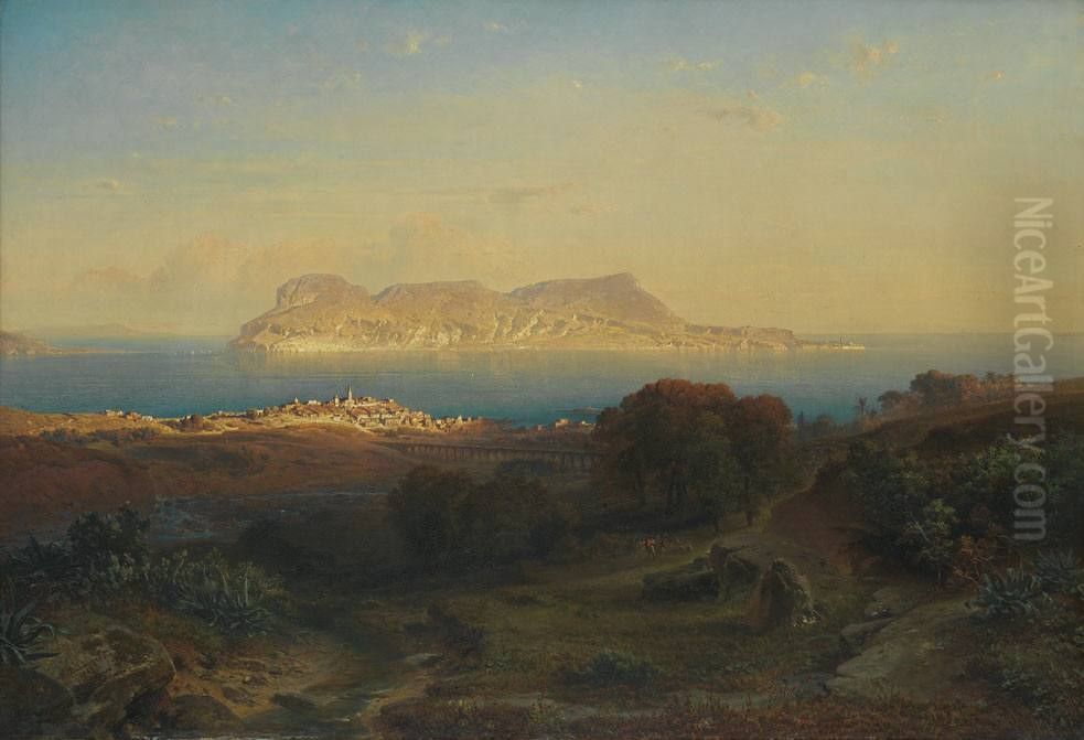 Ansicht Von Gibraltar Oil Painting by Fritz Bamberger