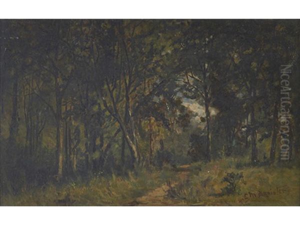 Forest Interior Oil Painting by Edward Mitchell Bannister