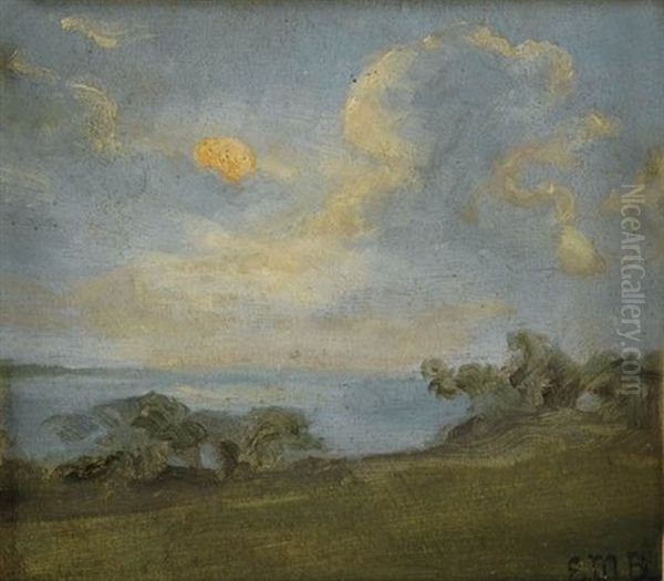 Untitled (landscape And Cloud Study) Oil Painting by Edward Mitchell Bannister