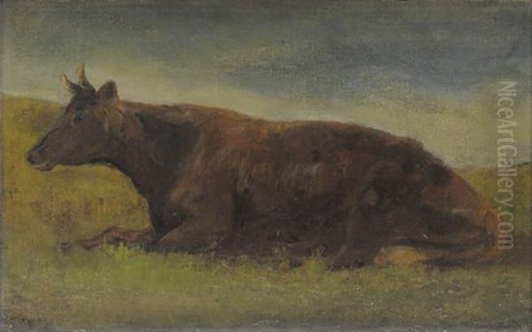 Reclining Cow Oil Painting by Edward Mitchell Bannister