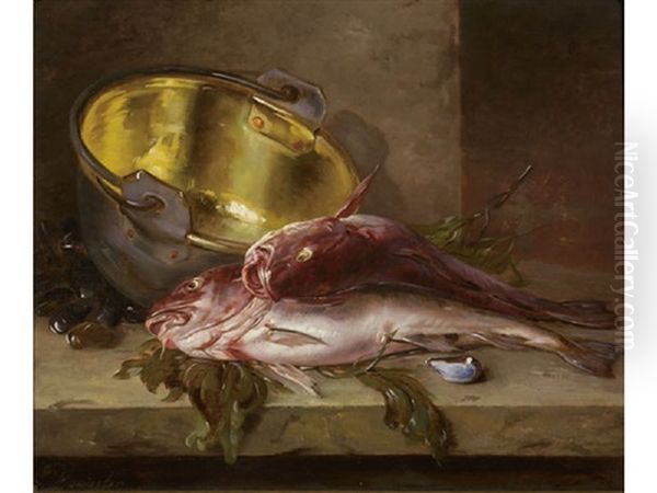 Still Life With Fish Oil Painting by Edward Mitchell Bannister