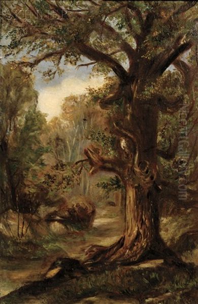 Forest Interior Oil Painting by Edward Mitchell Bannister