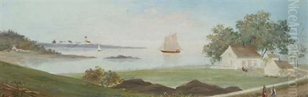 An American Pastoral Oil Painting by Edward Mitchell Bannister