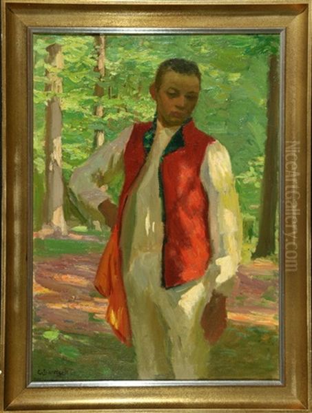 Portrait Eines Jungen In Hessischer Tracht Im Wald Oil Painting by Carl Bantzer
