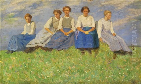 Die Jungen Madchen (studie) Oil Painting by Carl Bantzer