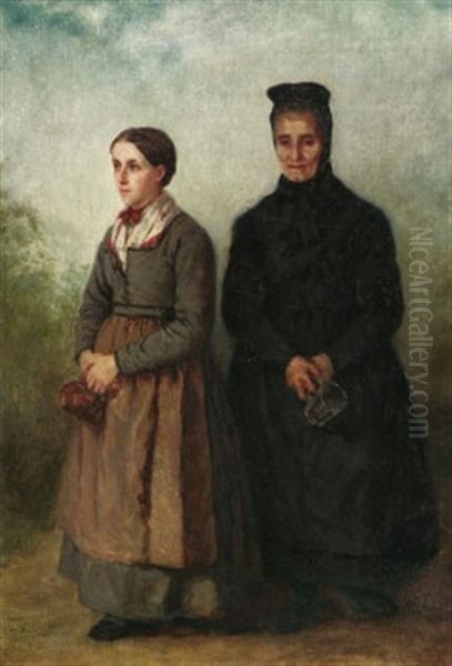 Hessische Bauerinnen Oil Painting by Carl Bantzer