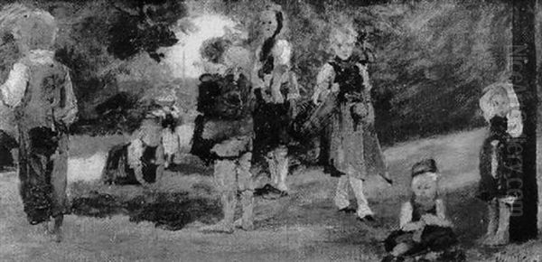 Schwalmer Kinder Oil Painting by Carl Bantzer