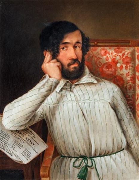 Kovacs Pal Szinmuvesz Es Szinhazigazgato Portreja Oil Painting by Miklos Barabas