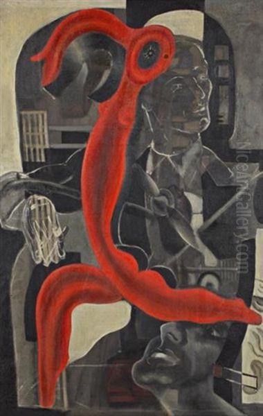 Hommage A Lindbergh Oil Painting by Vladimir Davidovich Baranoff-Rossine