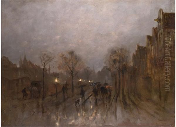 Im Regen Oil Painting by Vladimir Davidovich Baranoff-Rossine