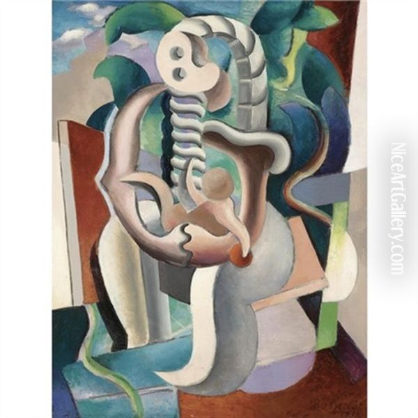 Mother And Child Oil Painting by Vladimir Davidovich Baranoff-Rossine