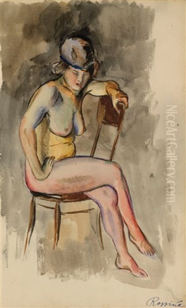 Nude With A Hat Oil Painting by Vladimir Davidovich Baranoff-Rossine
