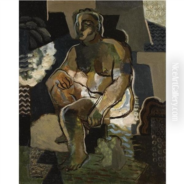 Seated Figure Oil Painting by Vladimir Davidovich Baranoff-Rossine