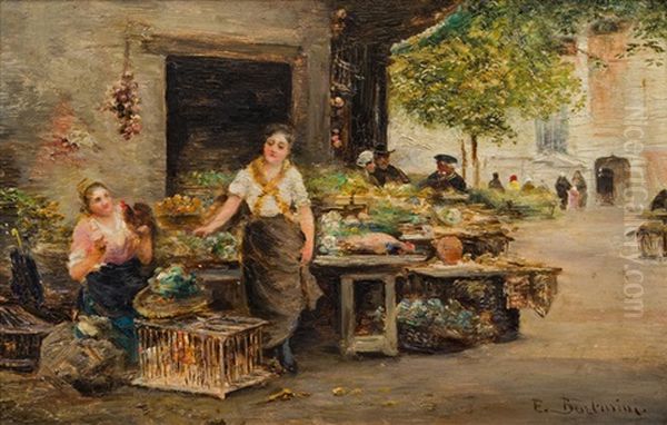 Marktszene Oil Painting by Emil Barbarini
